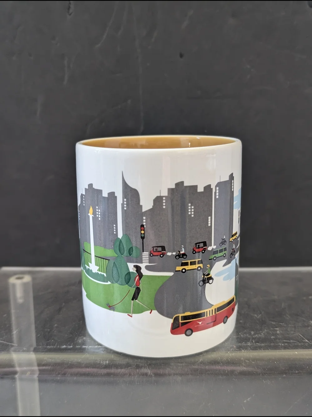 Starbucks White Jakarta Mug with Green and Red Accents